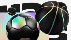 Casino logotipo, atributos deportivos y balones